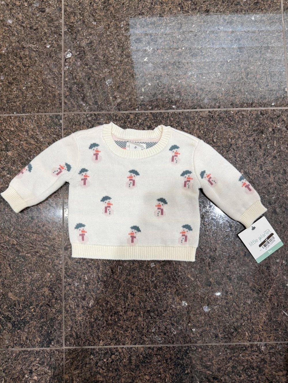 Little Planet Cream Knit Sweater with Umbrella Print - Kids